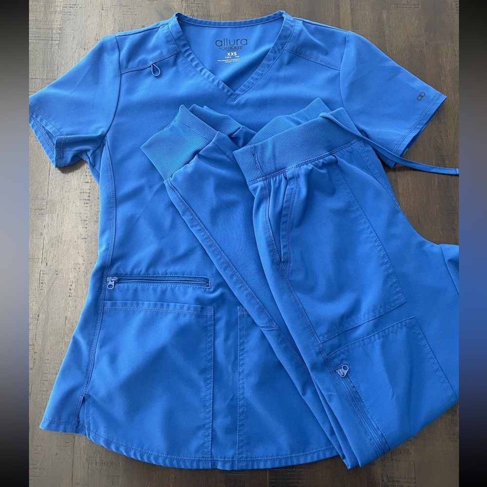 Allura By Cherokee Women’s Jogger Scrub Set Royal Blue Both Size XXS